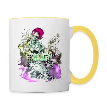 Design métamorphose violet - Mug contrasté - blanc/jaune - Droite