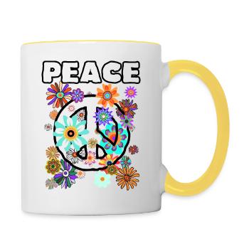 Flower Power Blumen 04 - Tasse zweifarbig - Weiß/Gelb - Rechts
