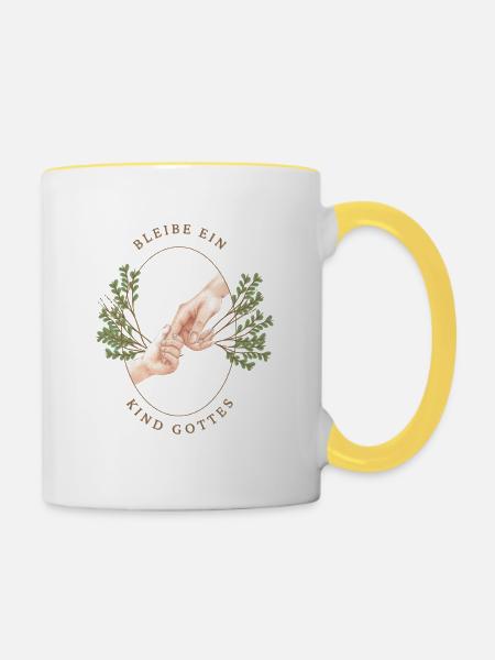Bleibe ein Kind Gottes - Tasse zweifarbig - Weiß/Gelb