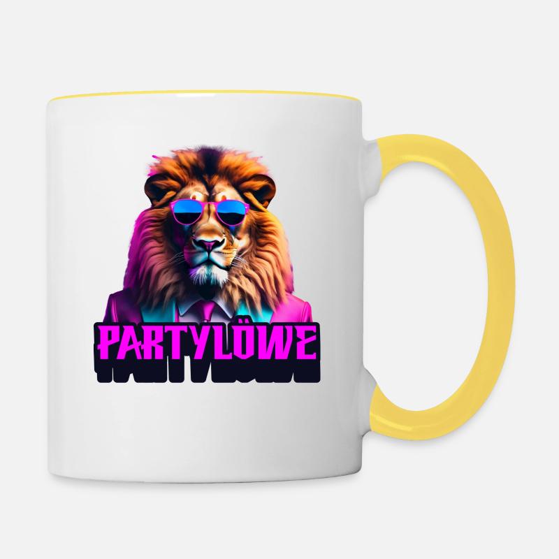 Partylöwe - Contrasting Mug - white/yellow