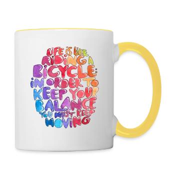 Bike Balance - Aquarell Inspiration - Tasse zweifarbig - Weiß/Gelb - Rechts