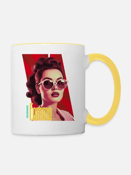 Iconic Femme - Tasse zweifarbig - Weiß/Gelb