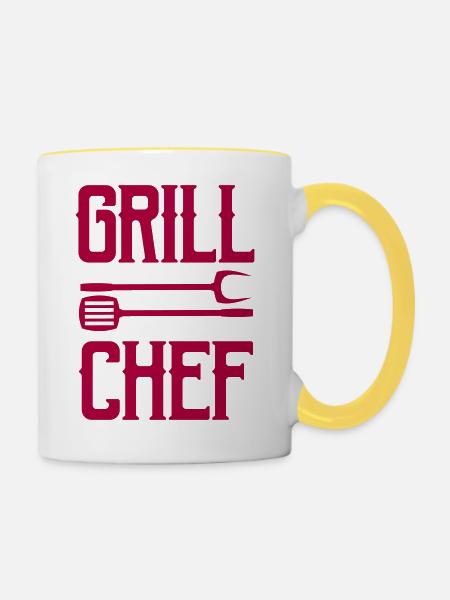 grill chef - Tasse zweifarbig - Weiß/Gelb