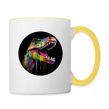 T Rex colorful5 - Contrasting Mug - white/yellow - Right