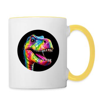 T Rex colorful6 - Tasse zweifarbig - Weiß/Gelb - Rechts