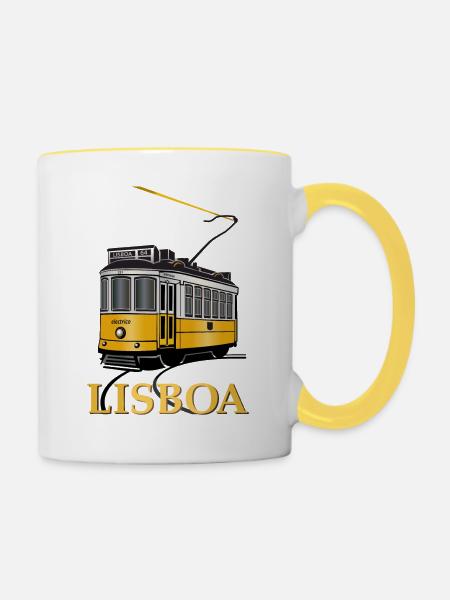 Tramway de Lisbonne - Mug contrasté - blanc/jaune