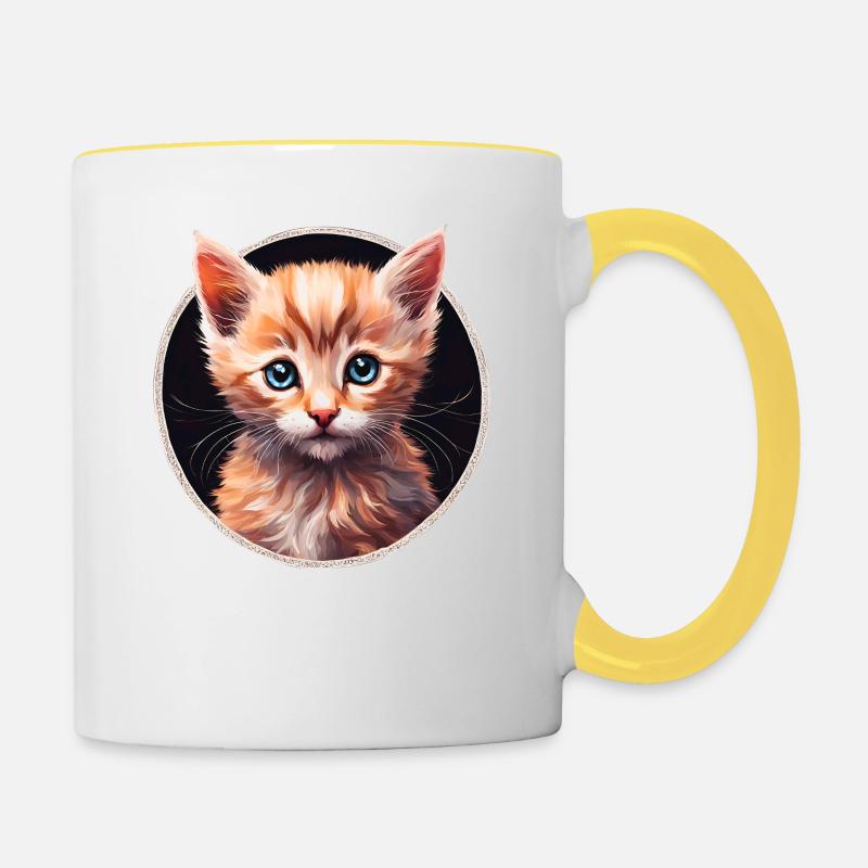 Chaton mignon - Mug contrasté - blanc/jaune