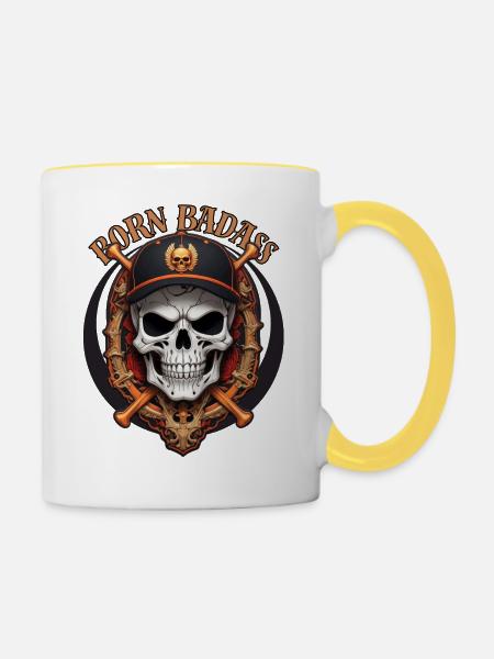 Born Badass - Tasse zweifarbig - Weiß/Gelb