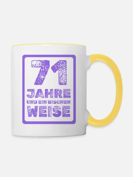 Alter 71 - Tasse zweifarbig - Weiß/Gelb