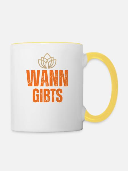 Wann gibt's Lecker Bierchen - Tasse zweifarbig - Weiß/Gelb