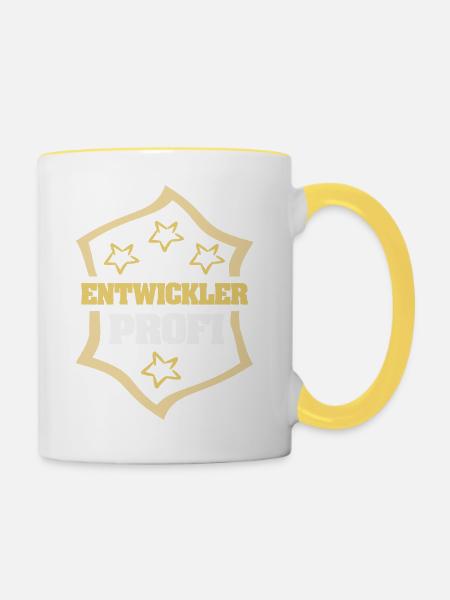 Beruf Entwickler - Tasse zweifarbig - Weiß/Gelb
