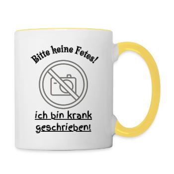 Please no photos I'm on sick leave - Contrasting Mug - white/yellow - Right