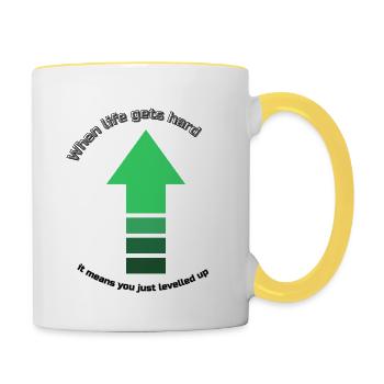Quand la vie devient dure, vous venez de monter de niveau - Mug contrasté - blanc/jaune - Droite