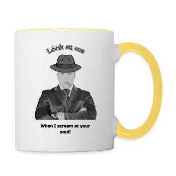 Regarde-moi quand je crie sur ton âme - Mug contrasté - blanc/jaune - Droite