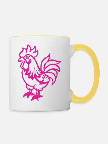 hahn comic - Tasse zweifarbig - Weiß/Gelb
