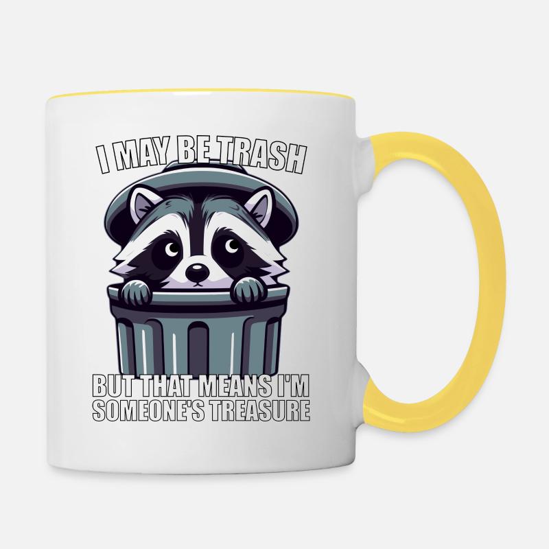 Waschbär Meme - Trash Treasure - Tasse zweifarbig - Weiß/Gelb