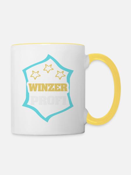 Winzer als Beruf - Tasse zweifarbig - Weiß/Gelb