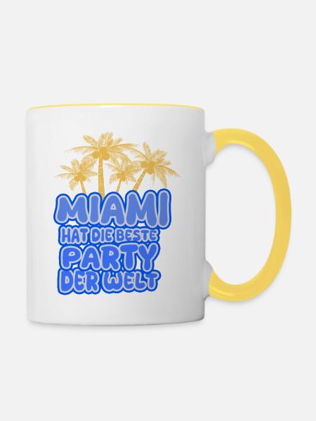 Urlaub Miami - Tasse zweifarbig - Weiß/Gelb