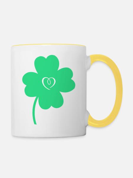 kleeblatt herz - Tasse zweifarbig - Weiß/Gelb