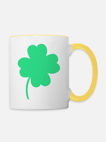 kleeblatt - Tasse zweifarbig - Weiß/Gelb