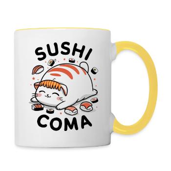 Sushi-Katze - Tasse zweifarbig - Weiß/Gelb - Rechts