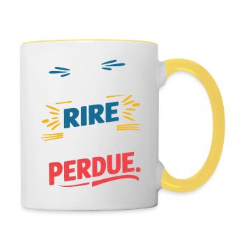 Une journée sans rire est une journée de perdue - Mug contrasté - blanc/jaune - Droite