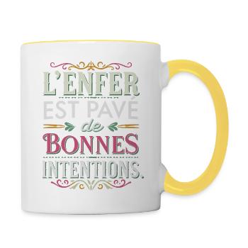L'enfer est pavé de bonnes intentions - Mug contrasté - blanc/jaune - Droite