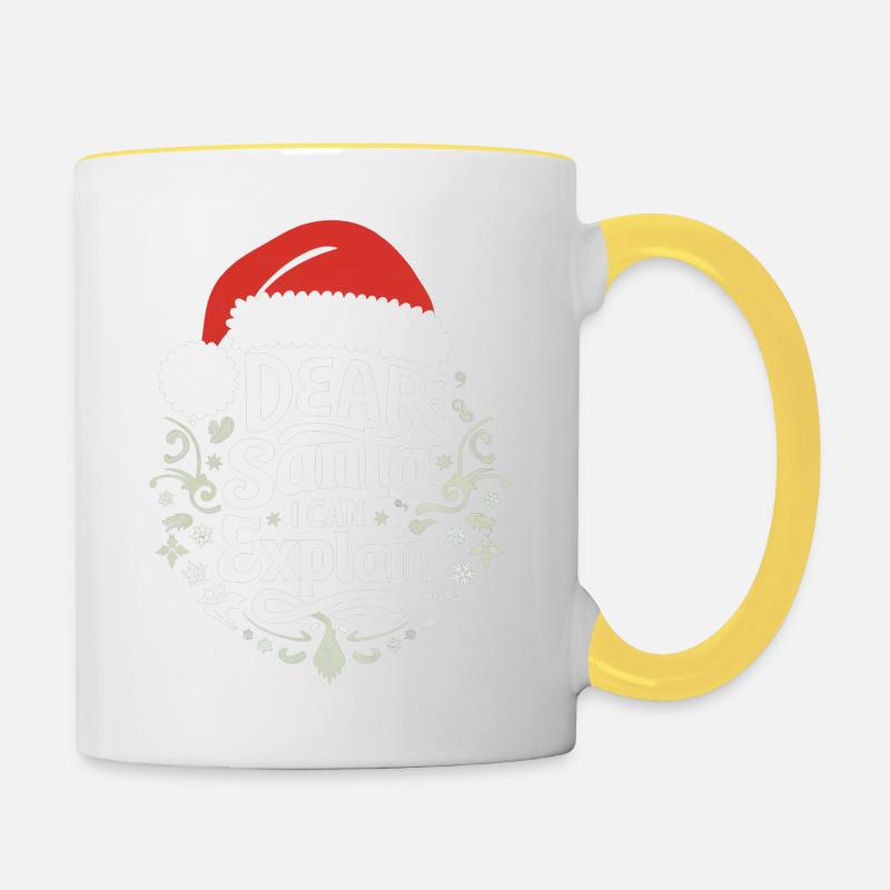 Dear Santa I can explain - Tasse zweifarbig - Weiß/Gelb
