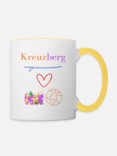 Kreuzberg 36, Kiez - Boof - Hood, Berlin Kreuzberg - Tasse zweifarbig - Weiß/Gelb
