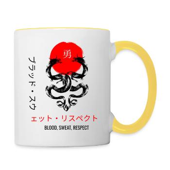 Blood, Sweat, Respect Back Tee Print - Contrasting Mug - white/yellow - Right