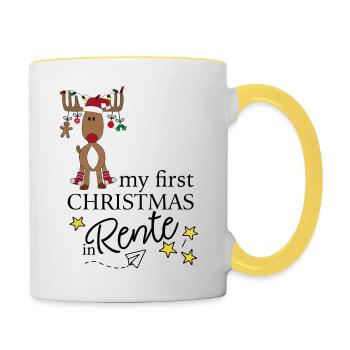 lustige sprüche für Rentner - Tasse zweifarbig - Weiß/Gelb - Rechts