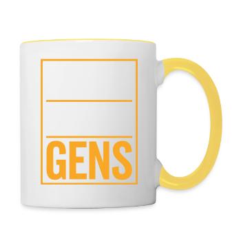 J'aime pas les gens - Mug contrasté - blanc/jaune - Droite