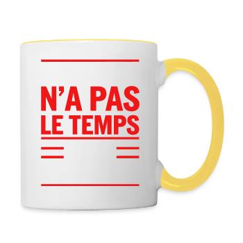 Le temps n'a pas le temps pour le temps - Mug contrasté - blanc/jaune - Droite