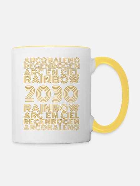 Regenbogen 2030 - Tasse zweifarbig - Weiß/Gelb