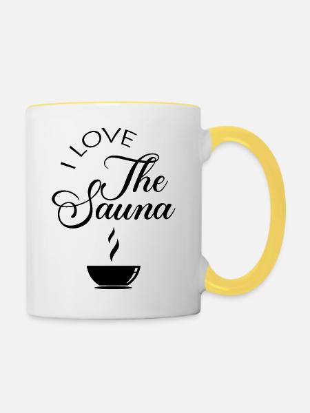 Sauna Wellness Spa - Tasse zweifarbig - Weiß/Gelb