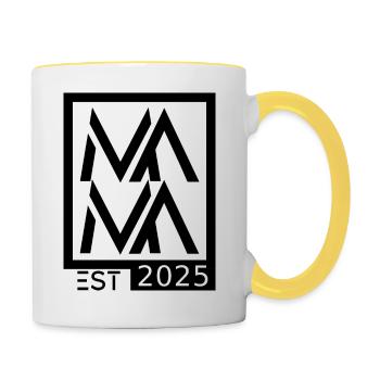Mama est. 2025 - Tasse zweifarbig - Weiß/Gelb - Rechts