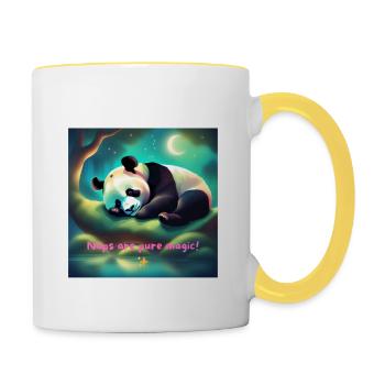 naps are pure magic sleeping panda - Contrasting Mug - white/yellow - Right