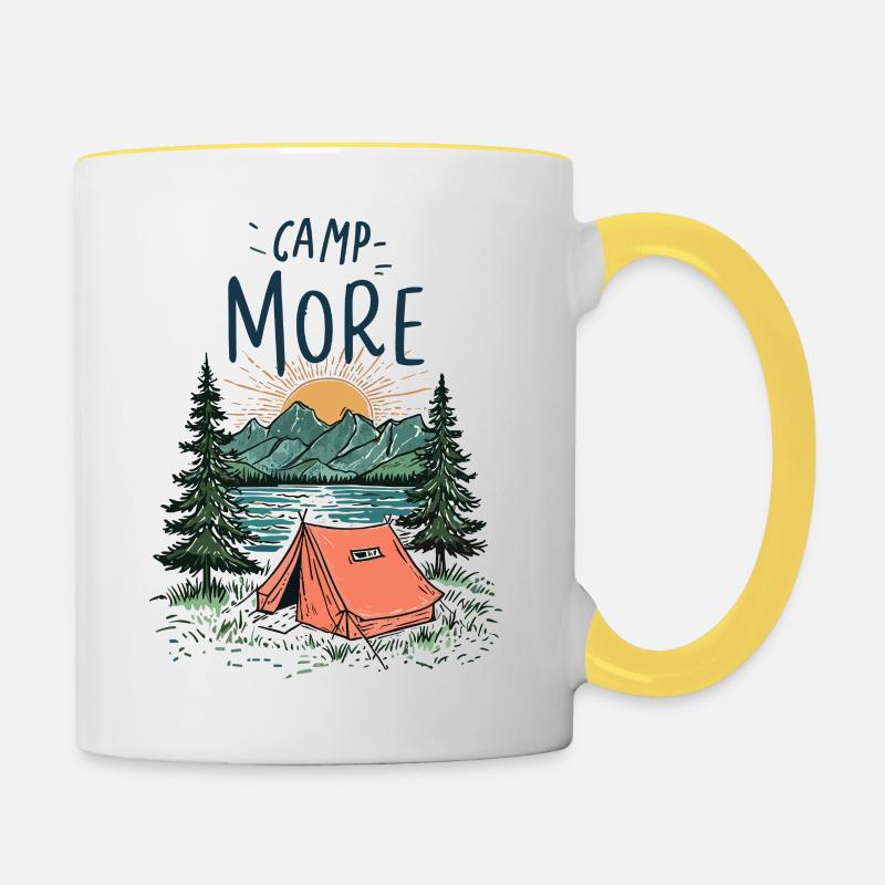 camp more - Contrasting Mug - white/yellow