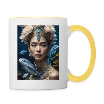Ocean Godess - Tasse zweifarbig - Weiß/Gelb - Rechts