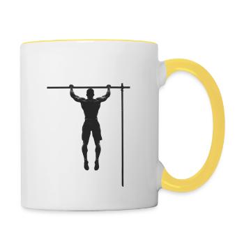 Training & Muskelaufbau: Schickes Geschenk - Tasse zweifarbig - Weiß/Gelb - Rechts