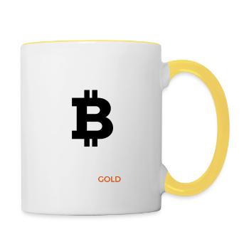 Digital Gold – Bitcoin Inspired Clothing - Contrasting Mug - white/yellow - Right