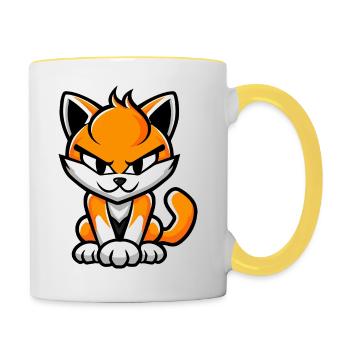 Bande dessinée Chat - Mug contrasté - blanc/jaune - Droite