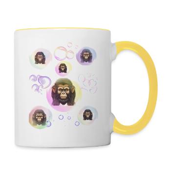 Soap Bubbles Monkey - Contrasting Mug - white/yellow - Right