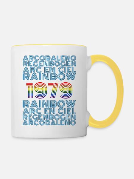 Regenbogen 1979 - Tasse zweifarbig - Weiß/Gelb