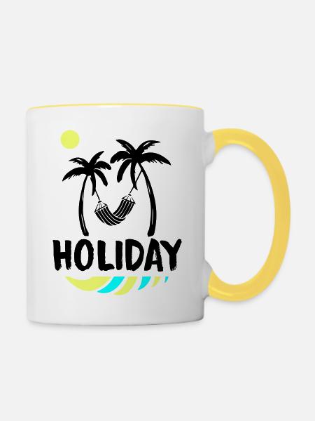 palms relax holiday - Tasse zweifarbig - Weiß/Gelb