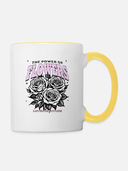 Power of Flower - Tasse zweifarbig - Weiß/Gelb