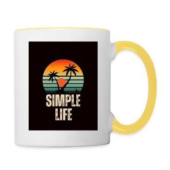 Colorful Vintage Retro Sunset T Shirt - Contrasting Mug - white/yellow - Right