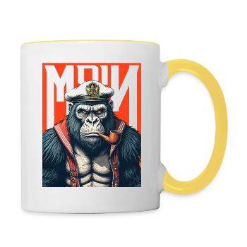 Gorilla Captain – EnrolDesign Marine Style - Contrasting Mug - white/yellow - Right