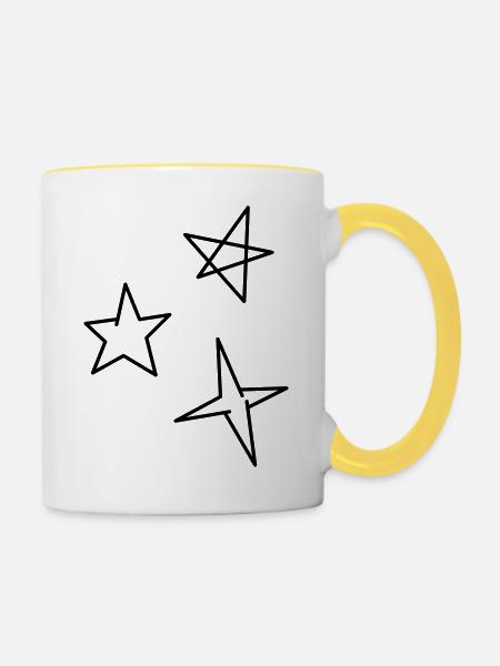 Sterne - Tasse zweifarbig - Weiß/Gelb