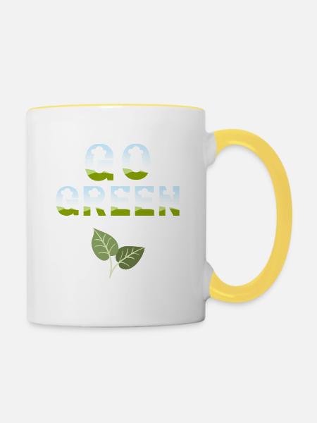 Go GREEN - Tasse zweifarbig - Weiß/Gelb